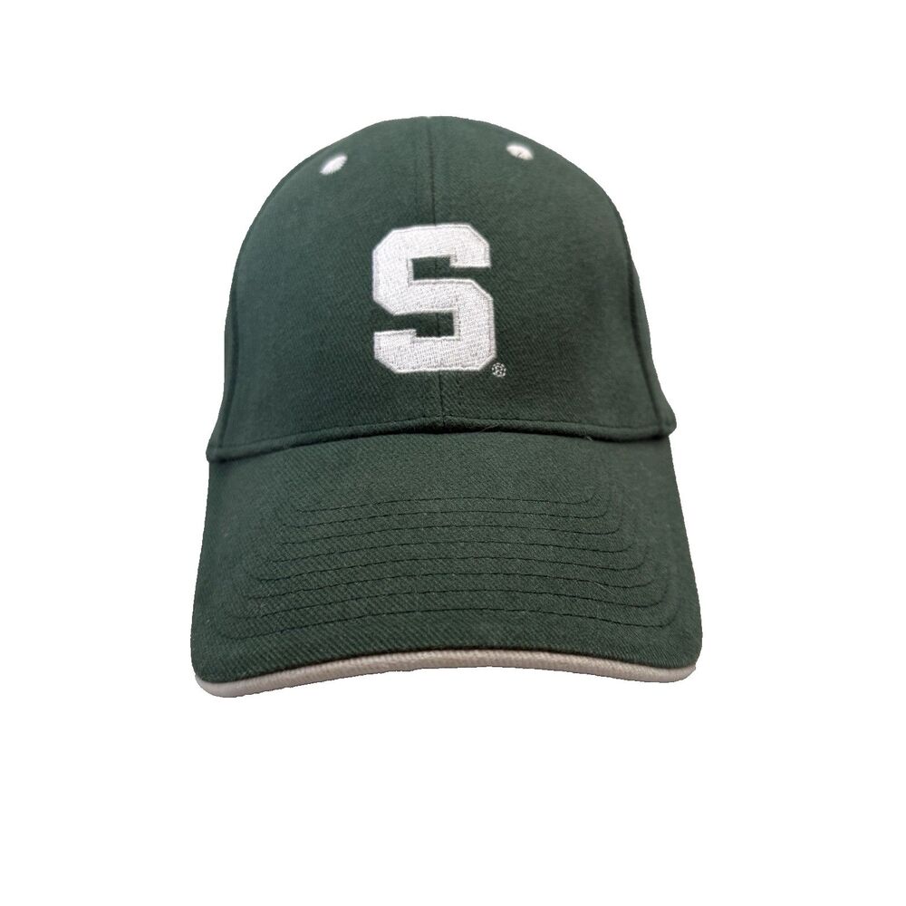Michigan State Spartans Green Hat Cap Embroidered "S" Strap Back EUC
